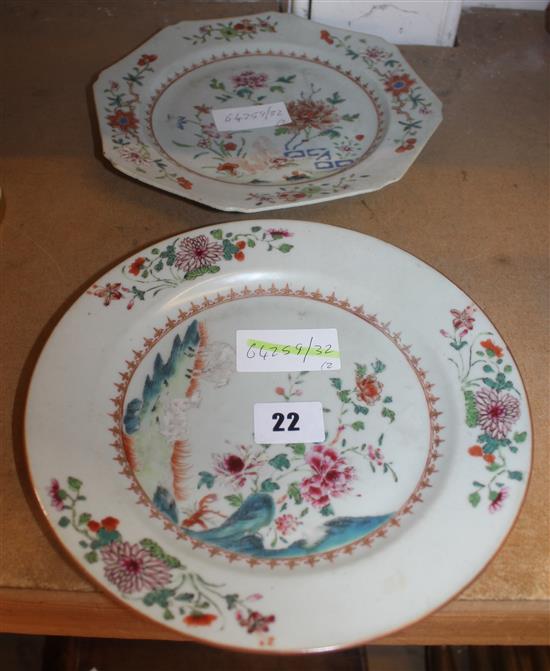 2 x Chinese export plates(-)